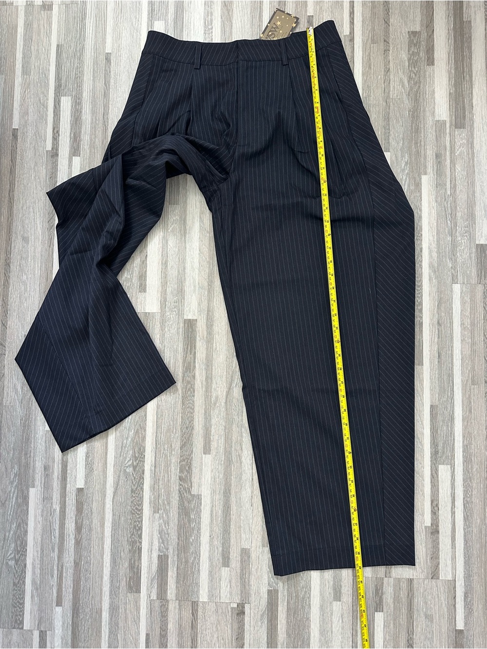 Aaron & Amber Pinstripe Barrel Pants, NWT, Size M, Dark Blue Women’s - Picture 7 of 11